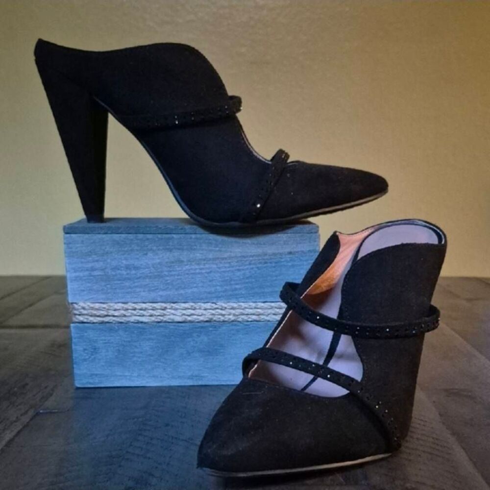 Chinese Laundry Suede Double Rhinestone Strap Heels